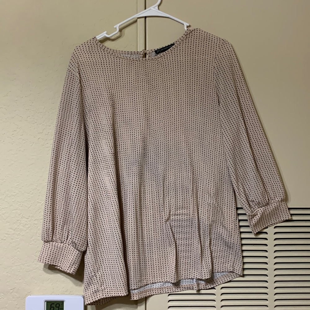 Adriana Papell pink polka dot blouse